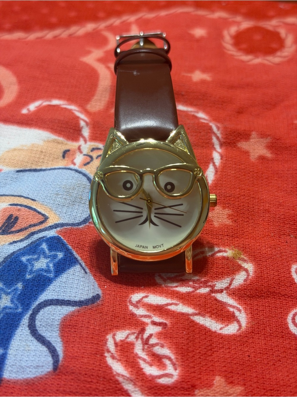 Cat Face with Glasses Watch with Brown Strap🐱🤓 - Picture 8 of 14